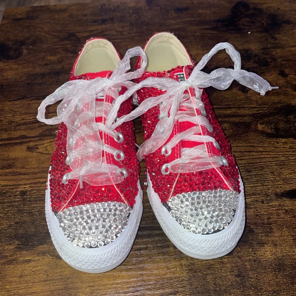 custom made red blinged-out converse - Picture 1 of 9